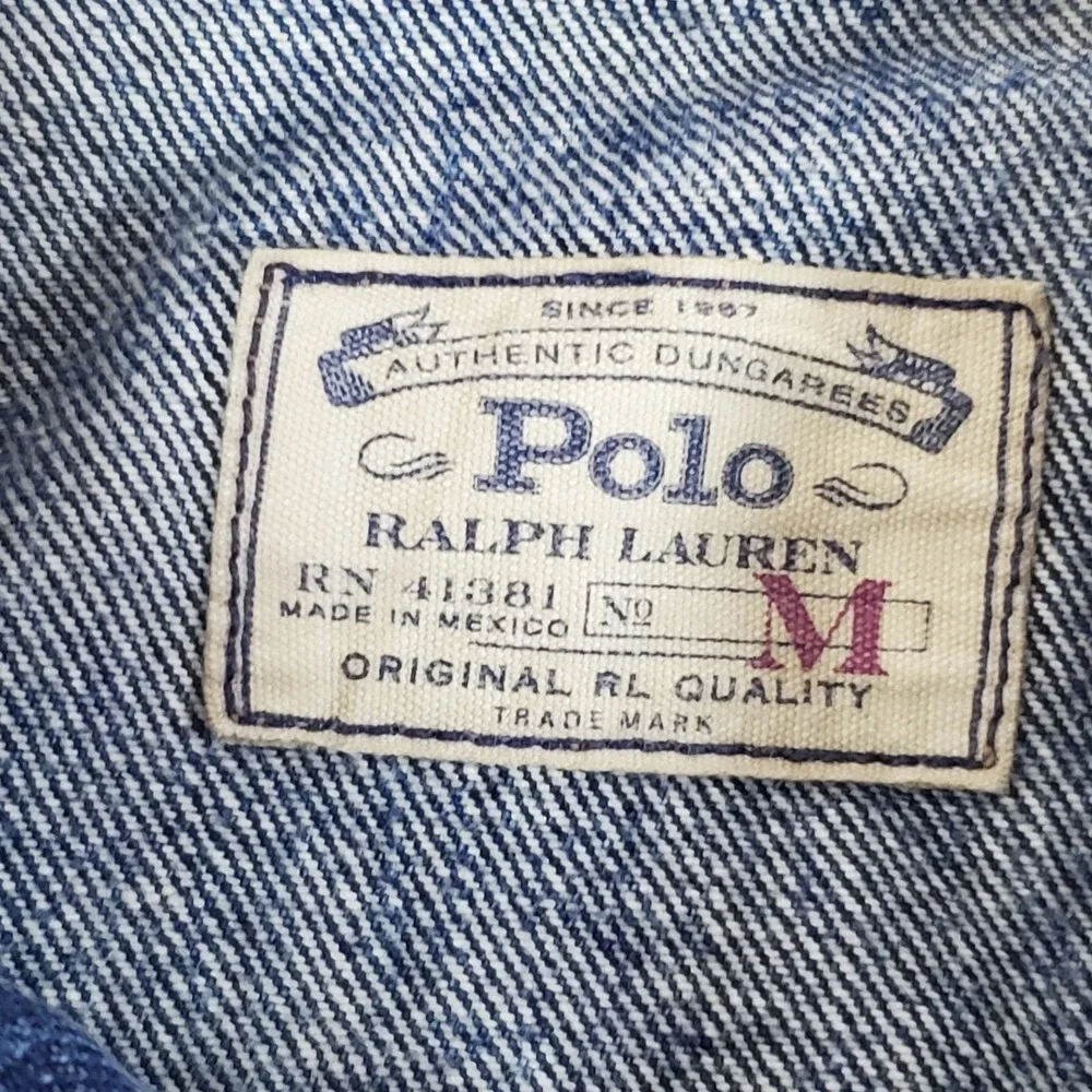Polo Ralph Lauren Men's Blue Jean Jacket Size M Distressed Trucker Vintage 1990s
